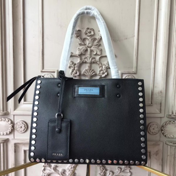 Pra*a etiquette bag black 4293  28cmx14cmx21cm