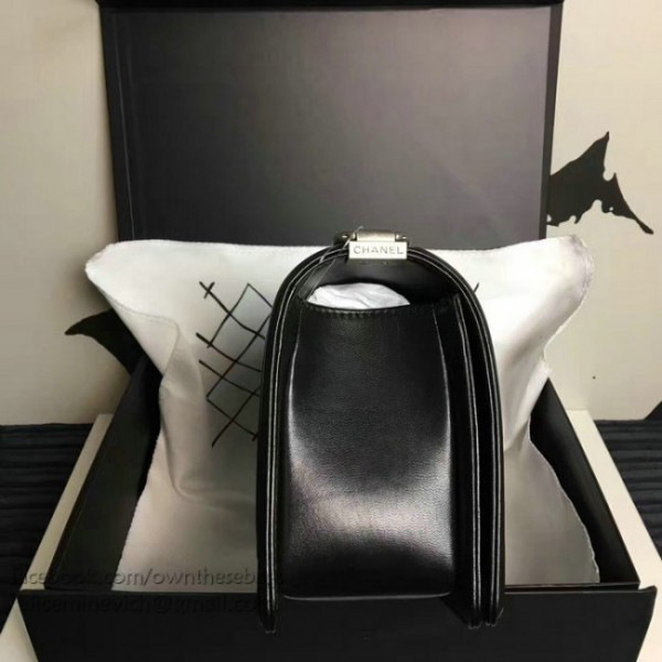 Ch**el medium caviar quilted lambskin boy bag black