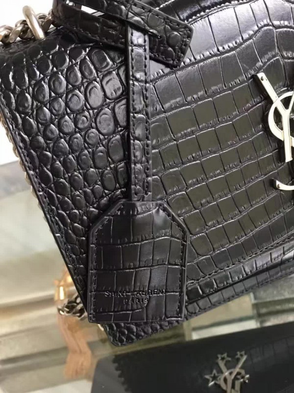 Y51 medium sunset bag in shiny crocodile-embossed leather 4851 22cm x 16cm x 8cm