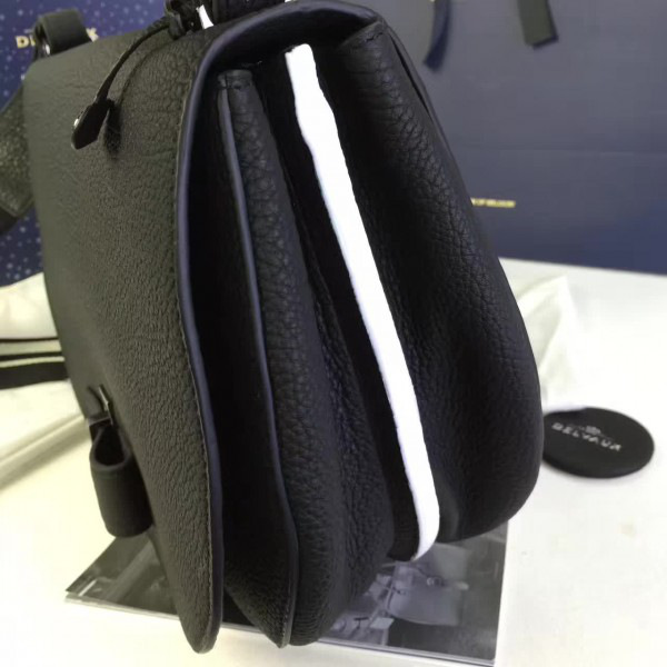 Delvaux calfskin le mutin saddle bag black 1507 29cm x 4cm x 22cm