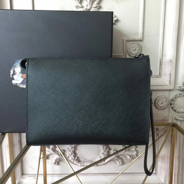 Pra*a leather clutch bag 4291 23.5cmx1.5cmx17.5cm
