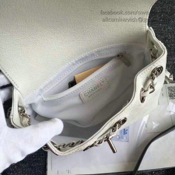 Ch**el grained calfskin caviar stitched shoulder bag white a92949