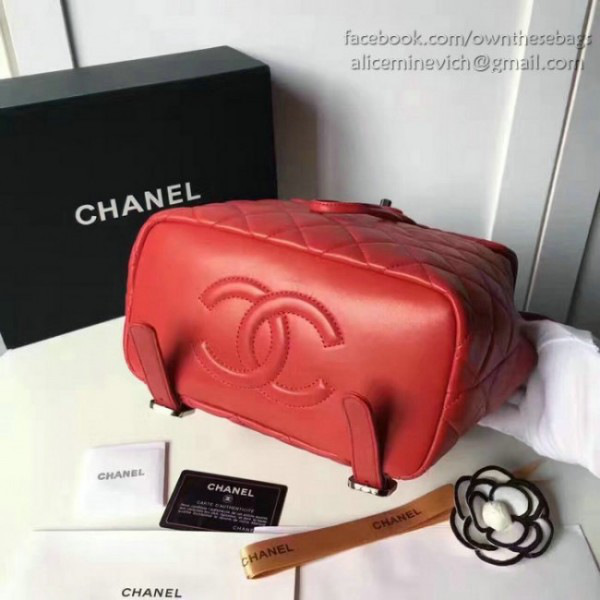 Ch**el caviar quilted lambskin backpack red