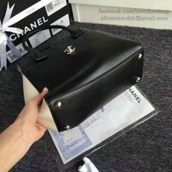 Ch**el calfskin large shopping bag black