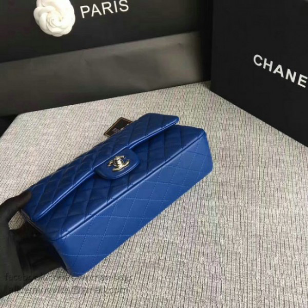 Ch**el lambskin classic handbag blue  a01112 vs05712