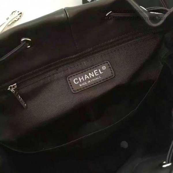 Ch**el quilted lambskin large backpack black silver hardware