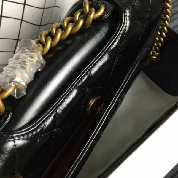 Ch**el oil wax leather perfect edge bag gold black a14041
