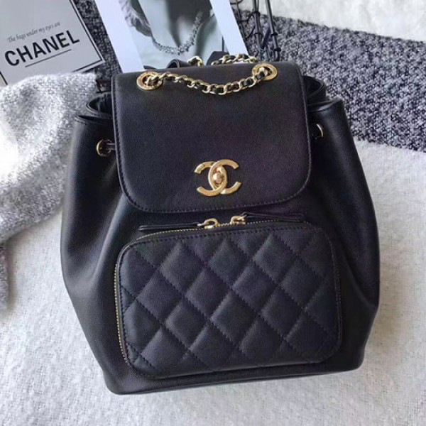 Ch**el grained calfskin gold-tone metal backpack black