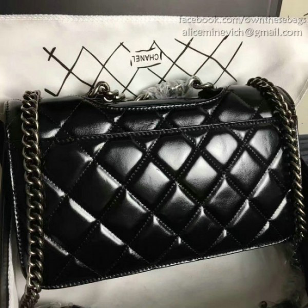 Ch**el oil wax leather perfect edge bag silver black a14041