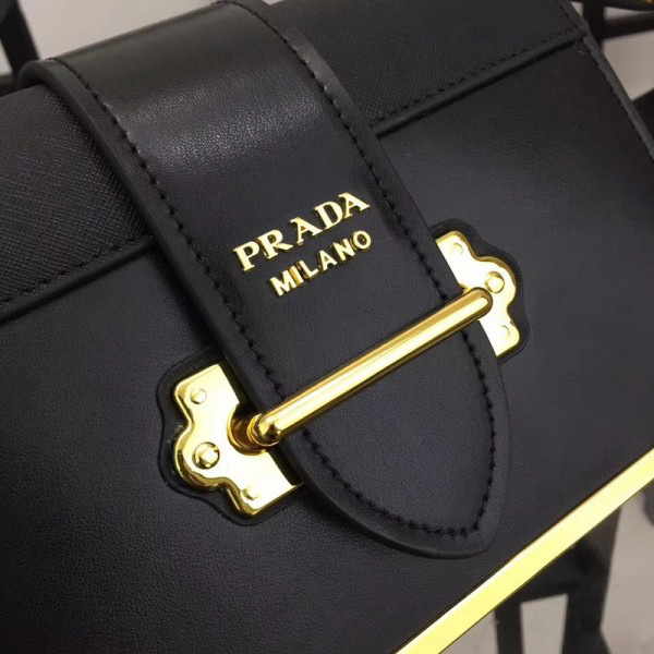 Pra*a cahier leather shoulder bag 1bd045 black 20 x 14.5 x 8.5 cm