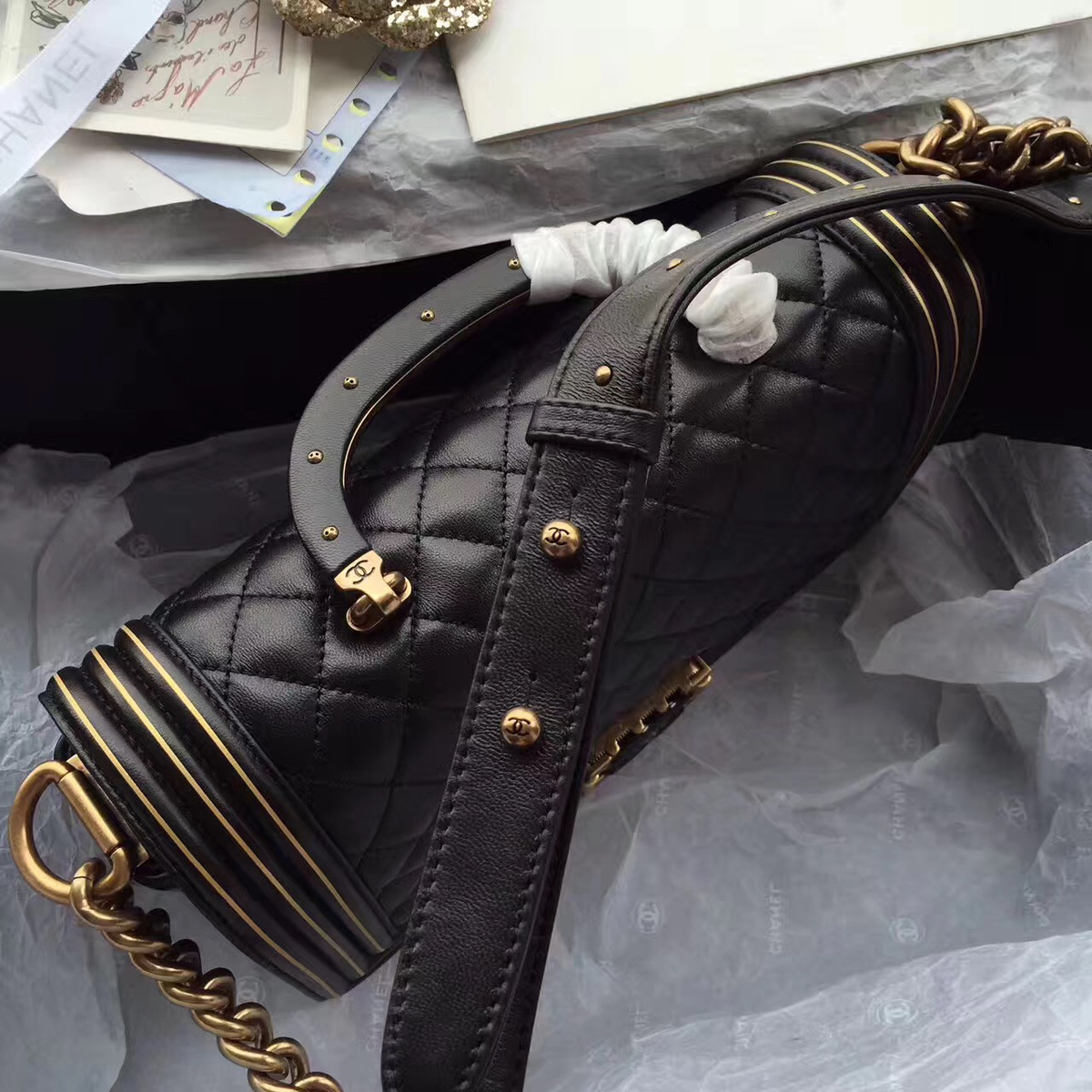 Ch**el new original single bag black 25cm