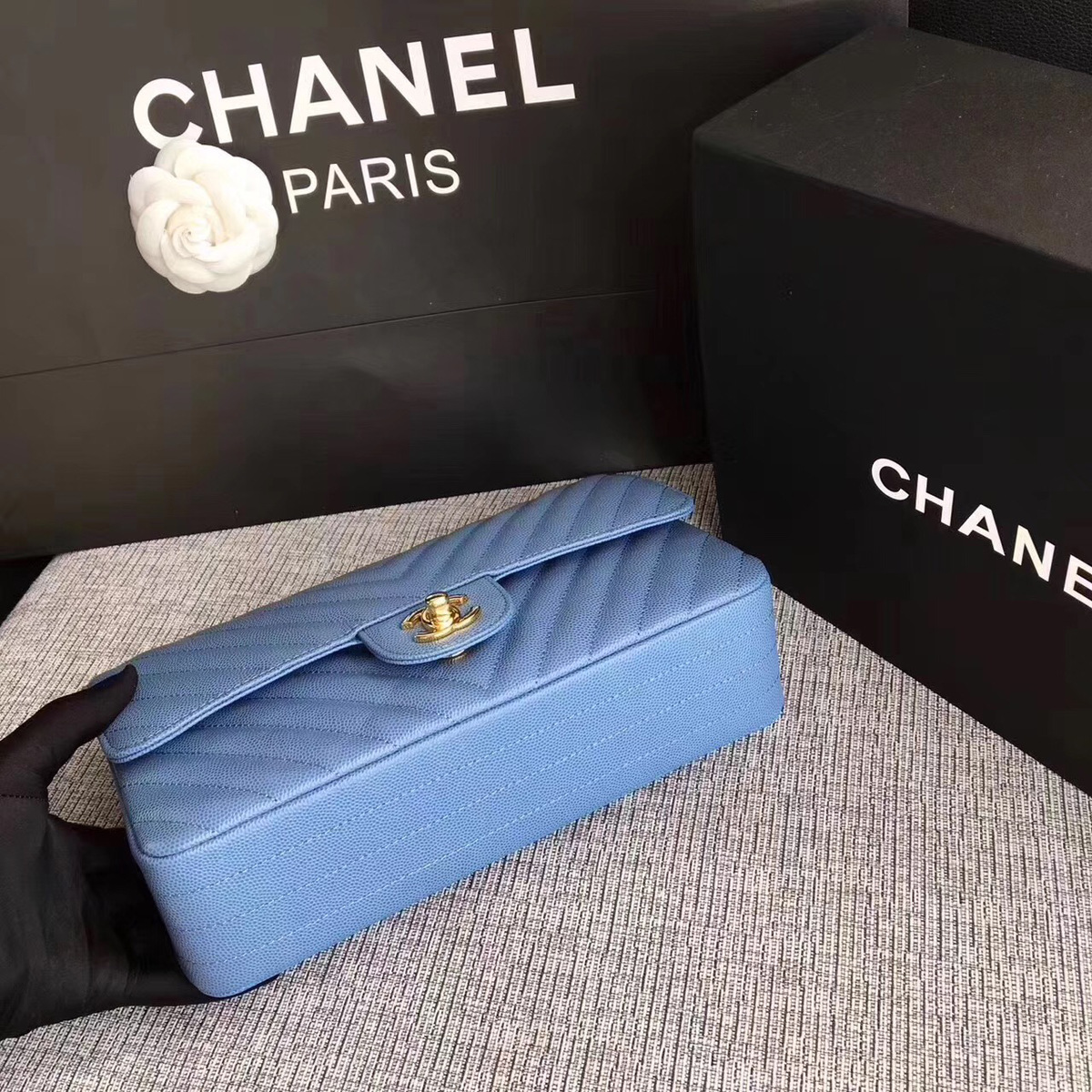 Ch**el classic tote light blue