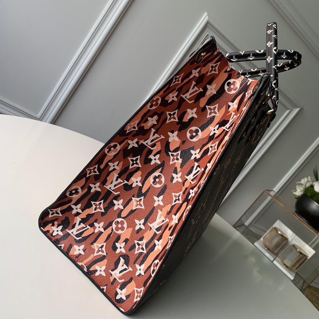 Lv monogram giant on the go tote bag black and khaki 41 cm
