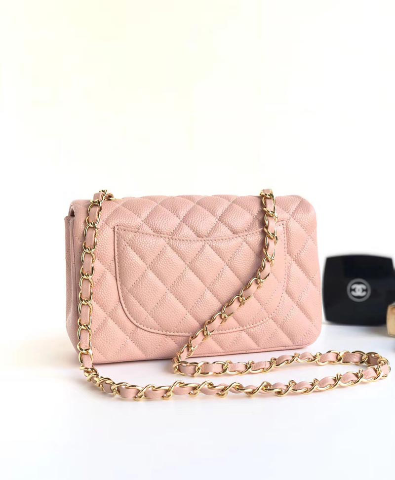 Ch**el classic flap bag caviar leather sliver&gold chain 20cm