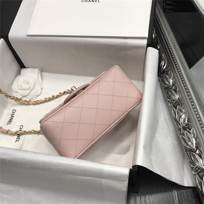 Ch**el caviar classic fiap handbag pink gold 17cm