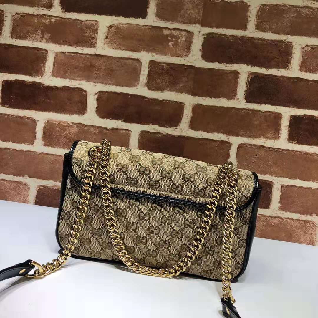 Gvc*1 gg marmont small shoulder beige ebony gg