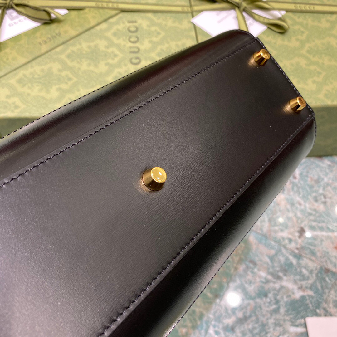 Gvc*1 jackie 1961 medium tote bag in black leather 649016 30 × 24 × 12 cm
