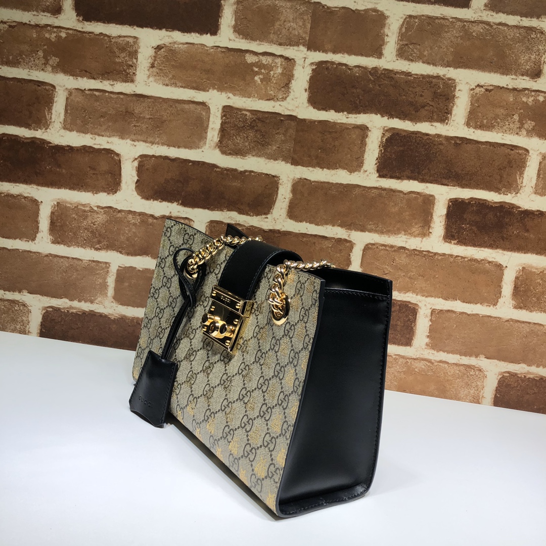 Gvc*1 padlock small gg bees shoulder bag 498156 9f26g 26 x 18 x 10 cm