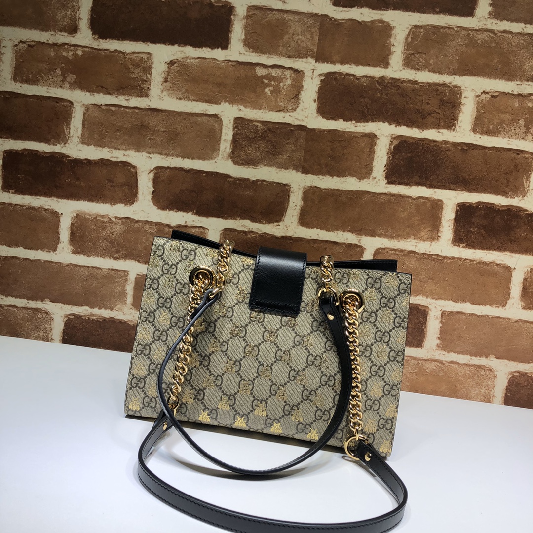 Gvc*1 padlock small gg bees shoulder bag 498156 9f26g 26 x 18 x 10 cm