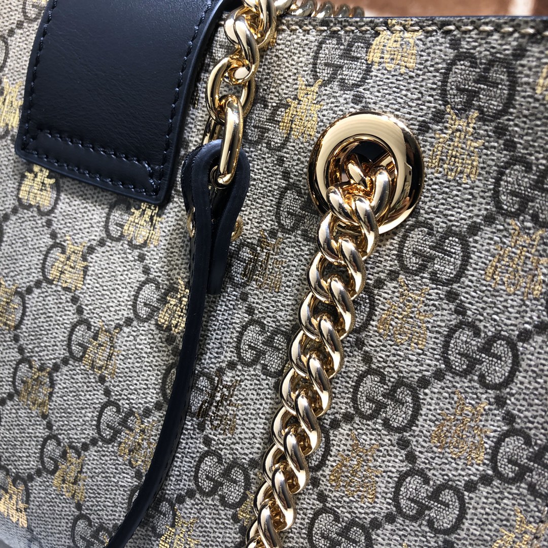 Gvc*1 padlock small gg bees shoulder bag 498156 9f26g 26 x 18 x 10 cm