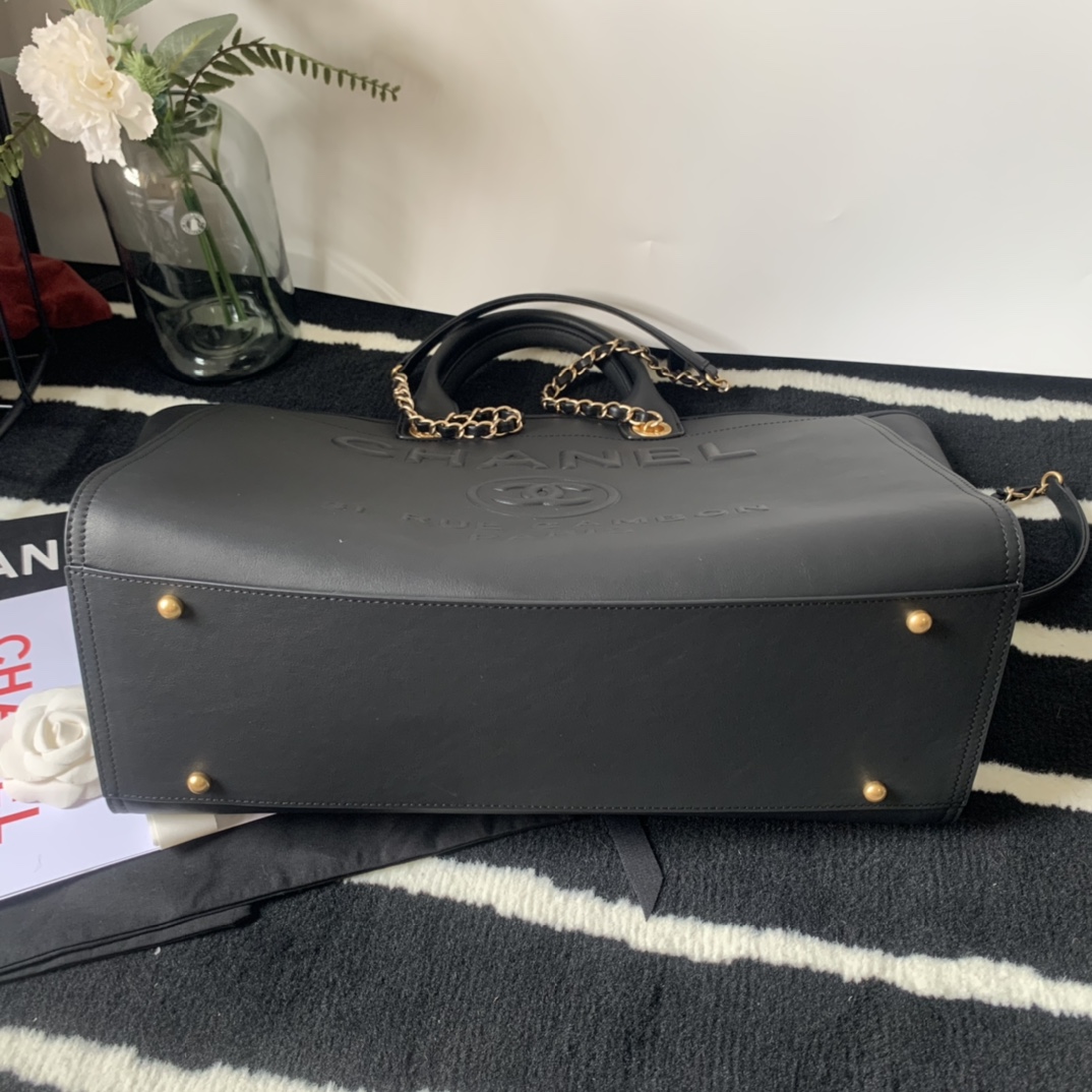 Ch**el large shopping bag black a66941  30 x 50 x 22 cm