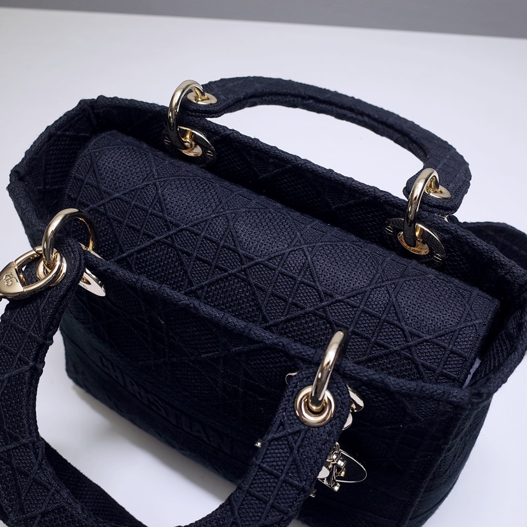 D10r medium lady d-lite bag black cannage m0565 24 x 20 x 11 cm