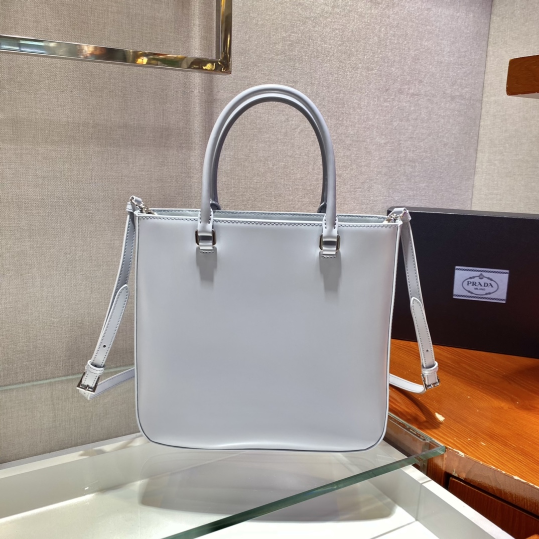 Pra*a brushed leather tote bag cornflower blue 1ba330 24 x 22 x 6 cm