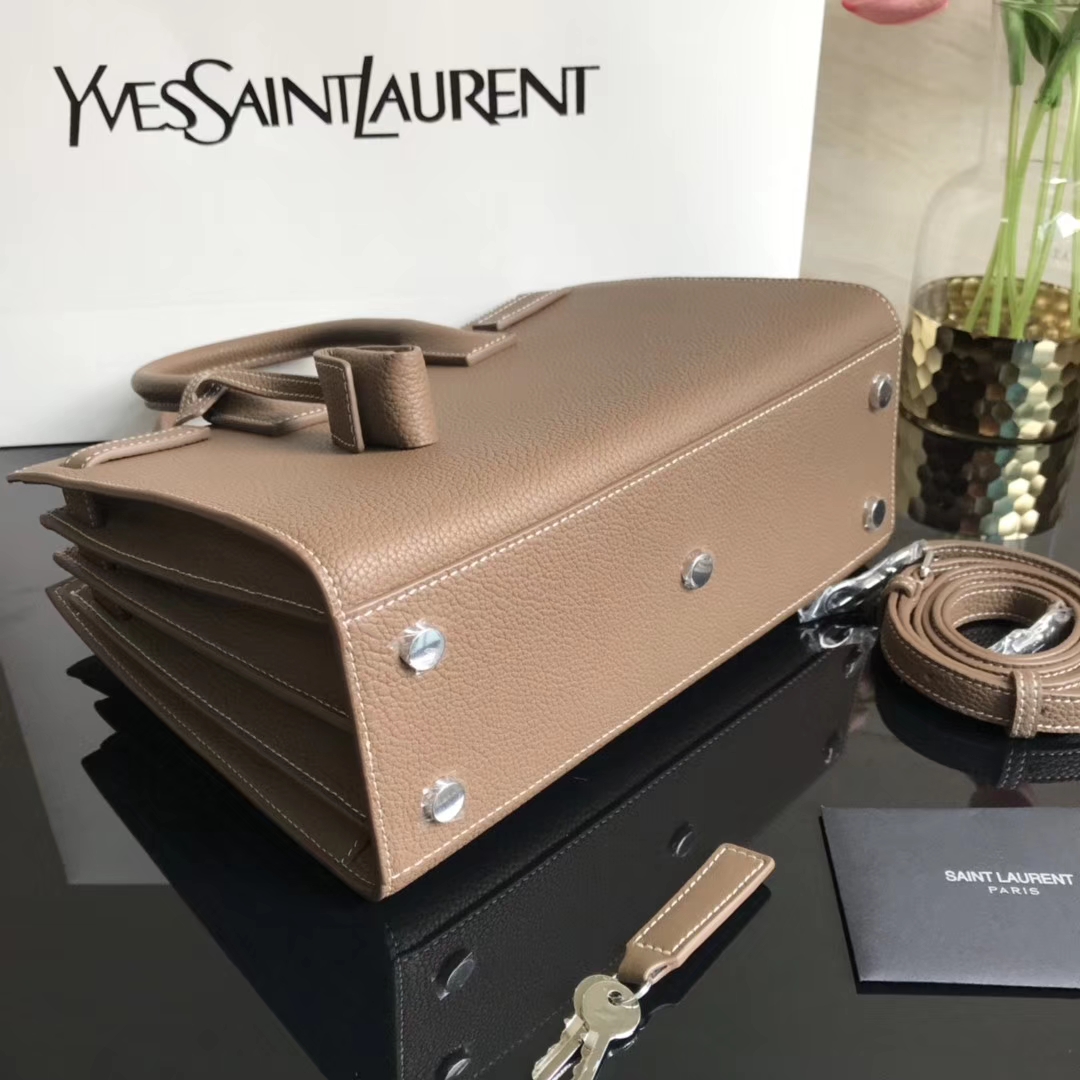 Y51 classic sac de jour baby in grained leather  dark beige 421863 26 x 20.5 x 12.5 cm