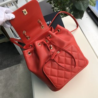 Ch**el business affinity backpack red leather a93748 25 x 24 x 17 cm