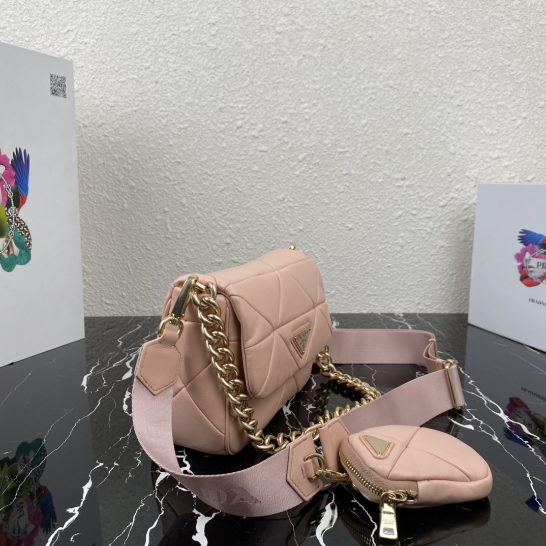 Pra*a system nappa leather patchwork bag water lily 1bd292 21 x 16 x 7cm