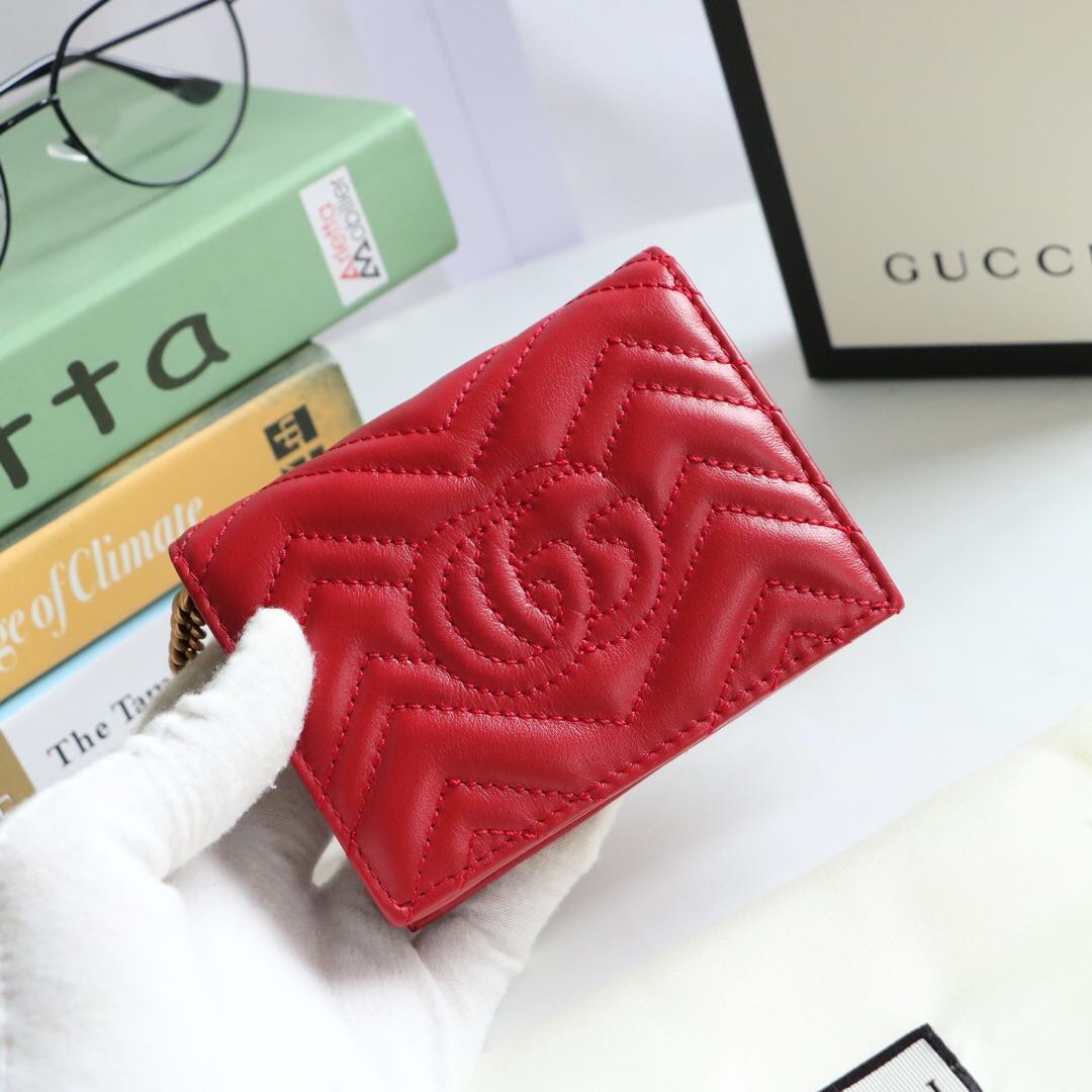 Gvc*1 gg marmont card case wallet red ‎625693 11 x 8.5 x 3 cm
