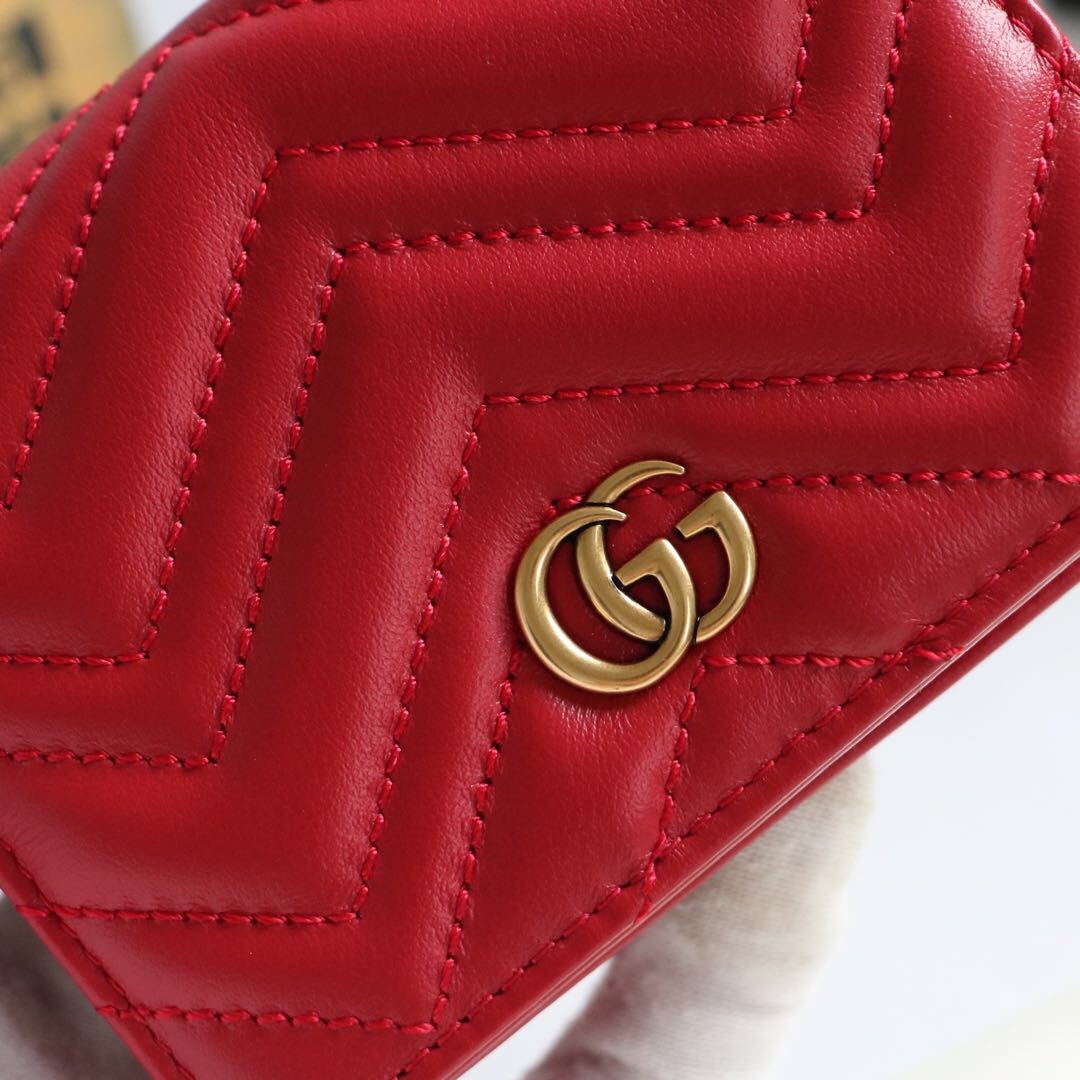 Gvc*1 gg marmont card case wallet red ‎625693 11 x 8.5 x 3 cm