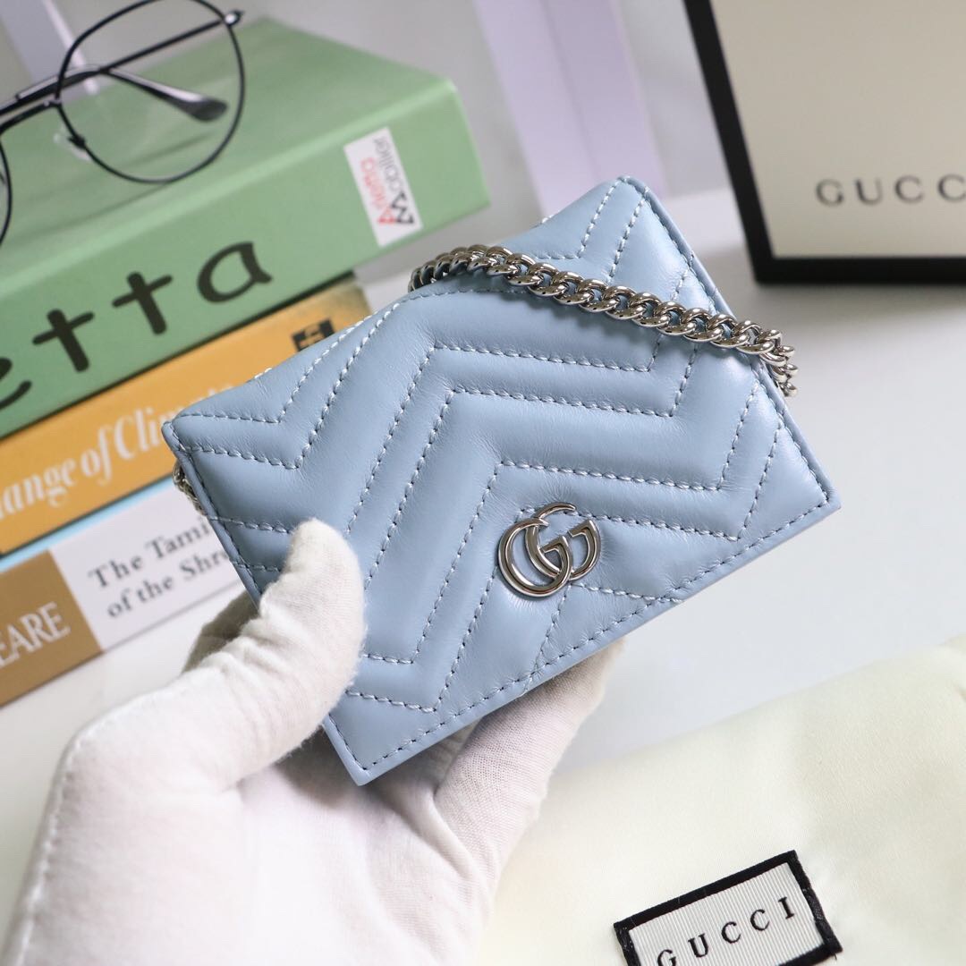 Gvc*1 gg marmont card case wallet light blue pastel ‎625693 11 x 8.5 x 3 cm