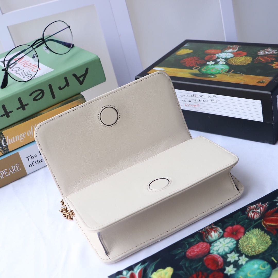 Gvc*1 gg marmont mini bag white leather 488426 18 x 10 x 5 cm