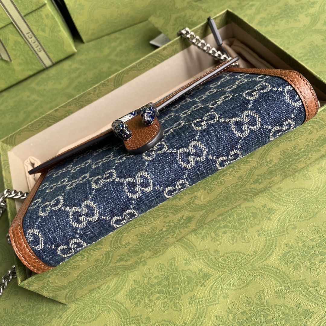 Gvc*1 dionysus mini chain bag blue and ivory 401231 20 x 4 x 14 cm