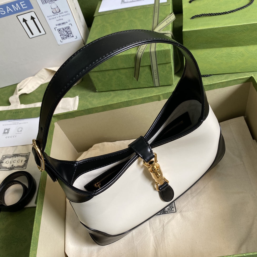 Gvc*1 jackie 1961 small shoulder bag white leather 636706 28 x 19 x 4.5 cm