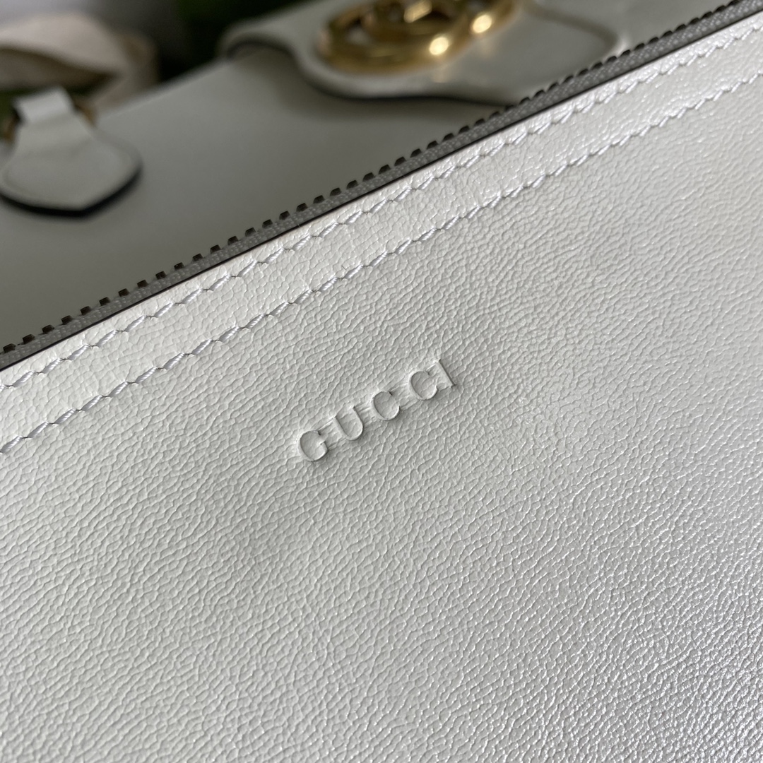 Gvc*1 medium tote with double g white leather 649577 35 x 32 x 11 cm