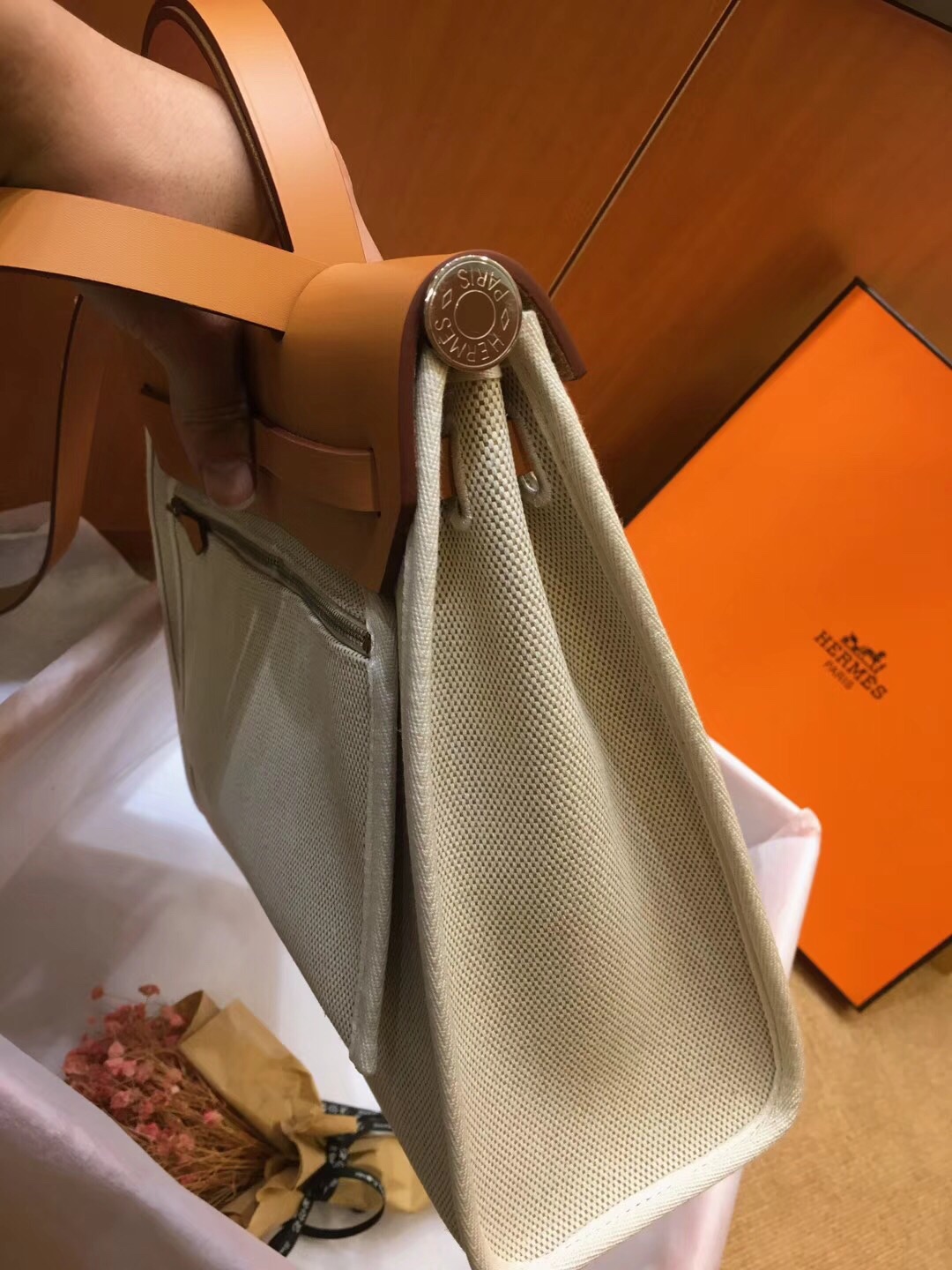 H**me5 herbag zip 31 pm retourne bag apricot 078971 25 x 31 x 10 cm