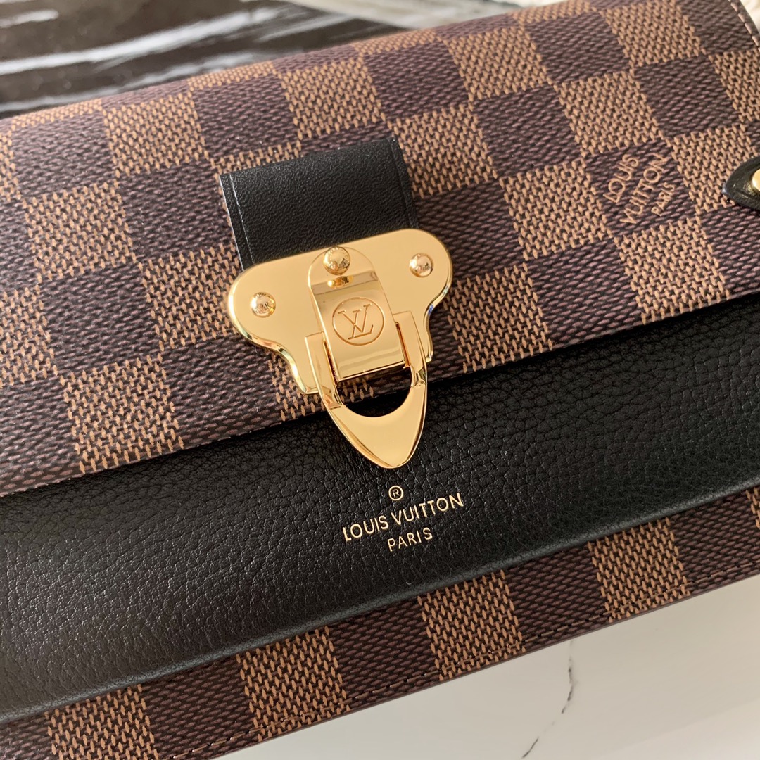 l0vis Vvtt0n vavin chain wallet damier ebene canvas noir n60221 19 x 12.5 x 4 cm