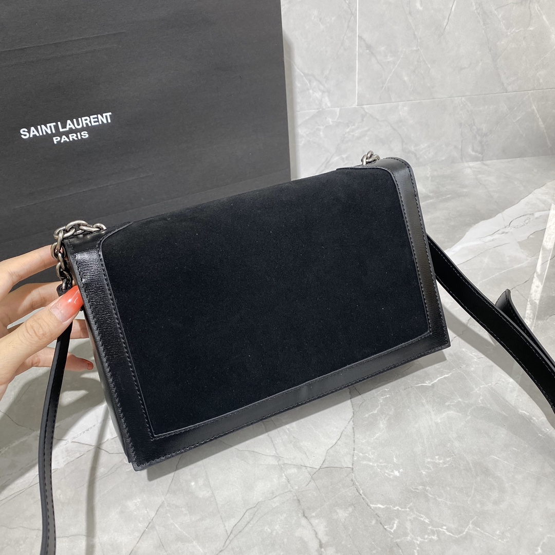 Y51 book bag in suede and smooth leather black 532756 24 × 14 × 8 cm