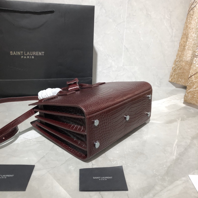 Y51 classic sac de jour baby in crocodile embossed matte leather burgundy 421863 26 x 20.5 x 12.5 cm