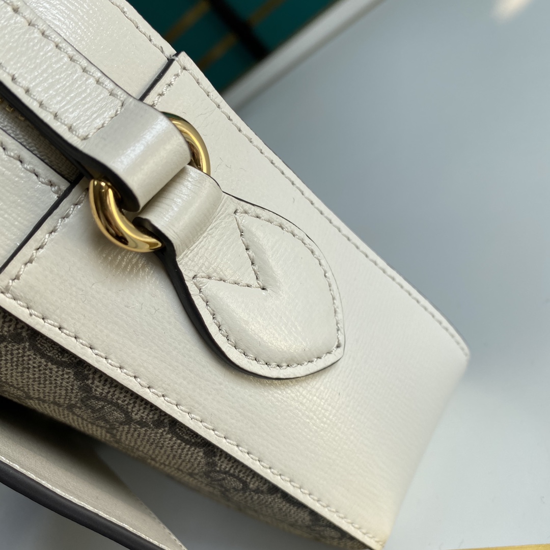 Gvc*1 horsebit 1955 small shoulder bag white and ebony 645454 22.5 x 17 x 6.5 cm