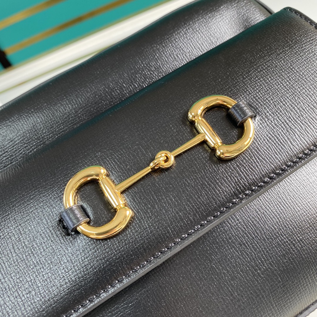 Gvc*1 horsebit 1955 small shoulder bag black leather 645454 22.5 x 17 x 6.5 cm