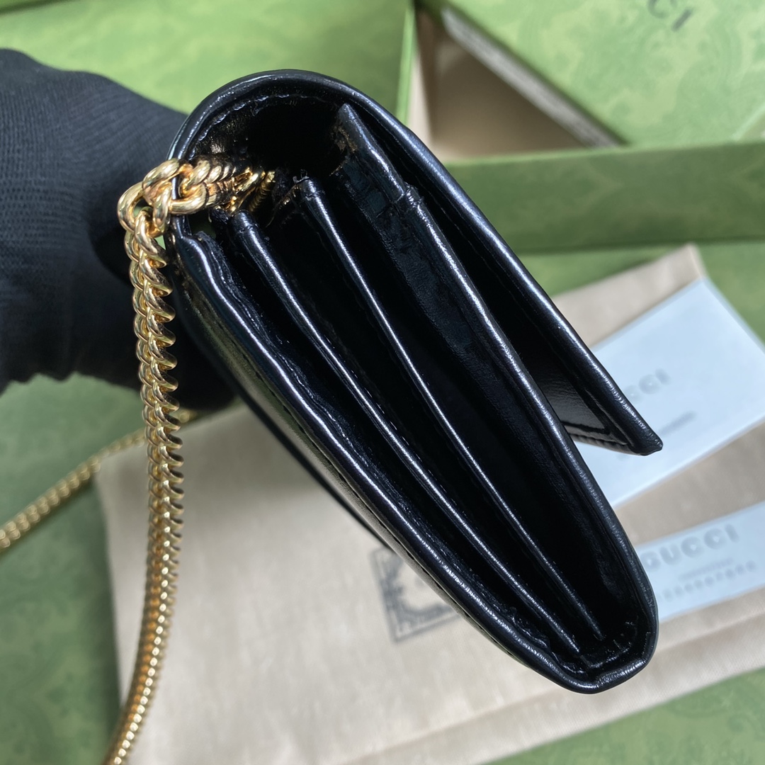 Gvc*1 jackie 1961 chain wallet black leather 652681 19 x 10 x 3.5 cm