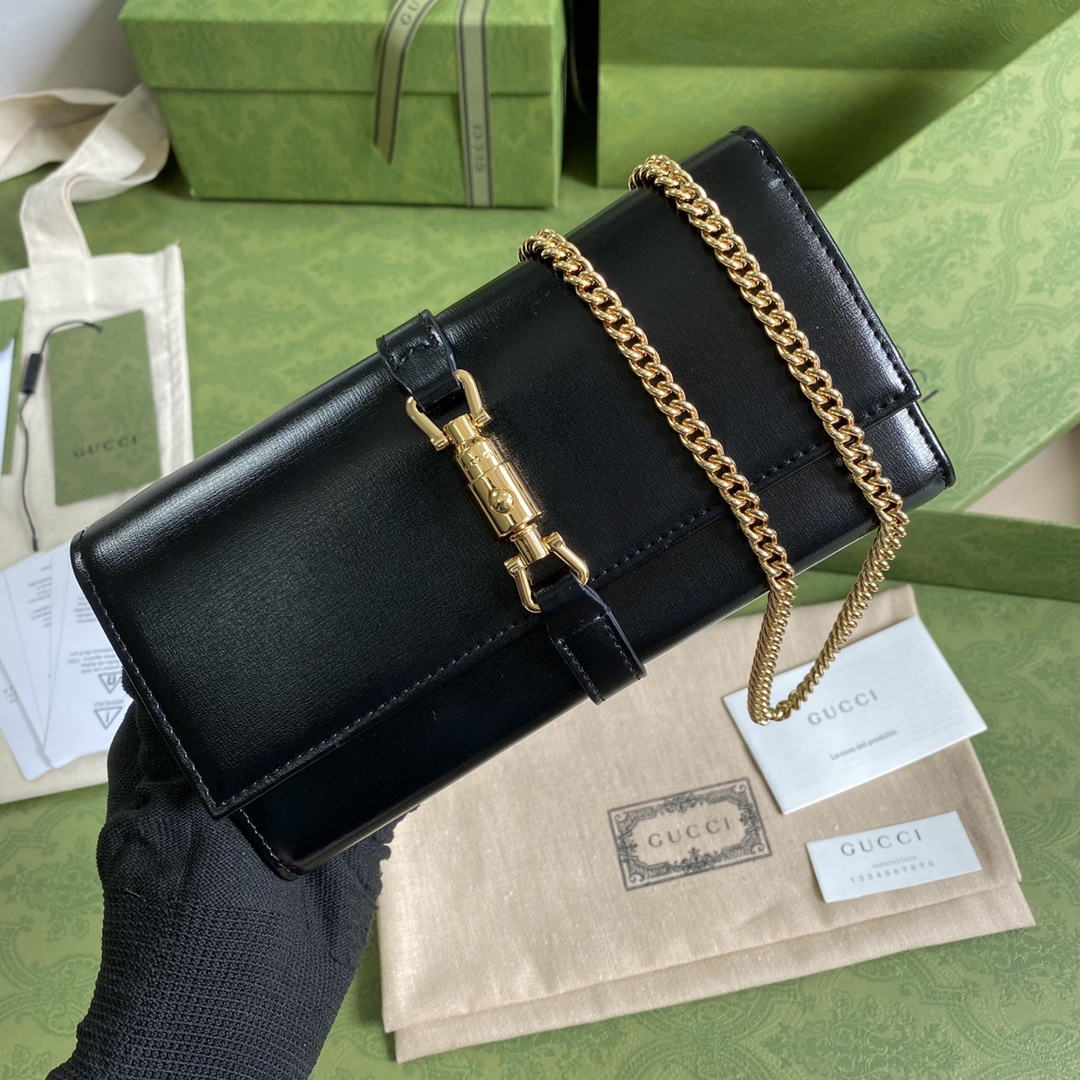 Gvc*1 jackie 1961 chain wallet black leather 652681 19 x 10 x 3.5 cm