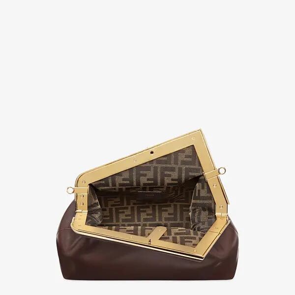 F**di first medium dark brown leather bag 8bp127abve 32 × 23 × 15 cm
