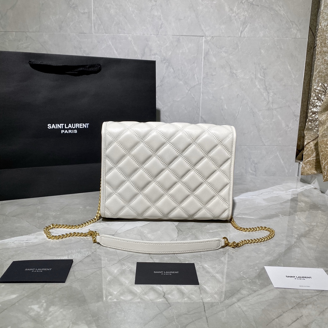 Y51 becky mini chain bag in carrÉ-quilted lambskin white 6507691 25 x 17 x 7 cm