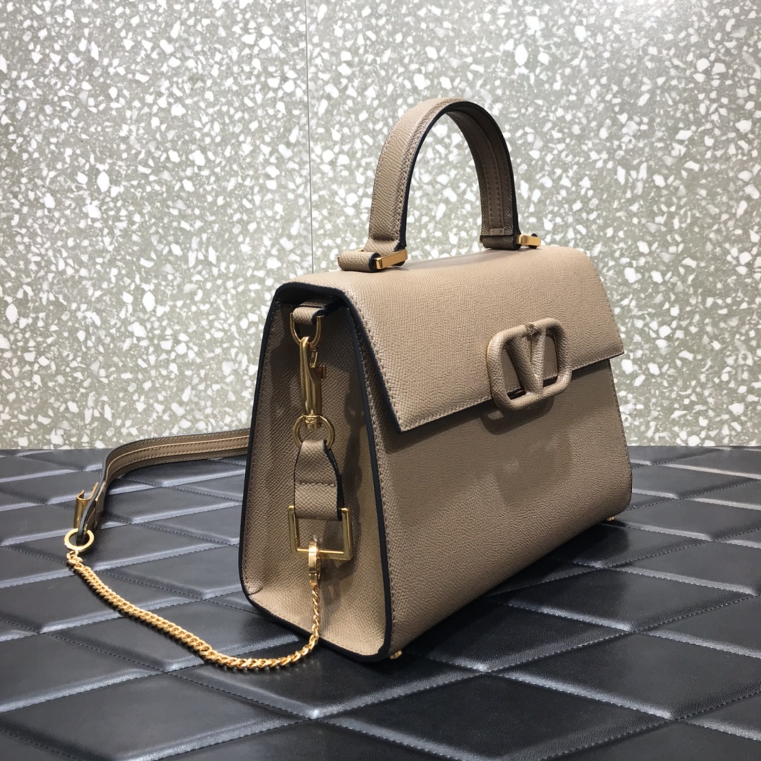 Va1e*ntin0 small vsling grainy calfskin handbag grey zw2b0f 25.5 x 12 x 19 cm