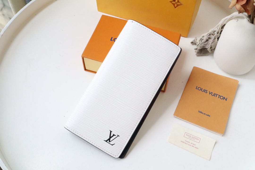 l0vis Vvtt0n brazza wallet epi leather white m80772 10 x 19 x 2 cm