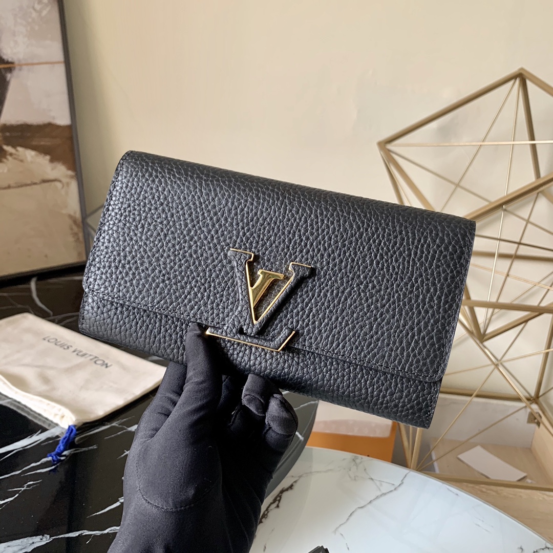 l0vis Vvtt0n capucines wallet taurillon leather black m61248 20 x 11 cm